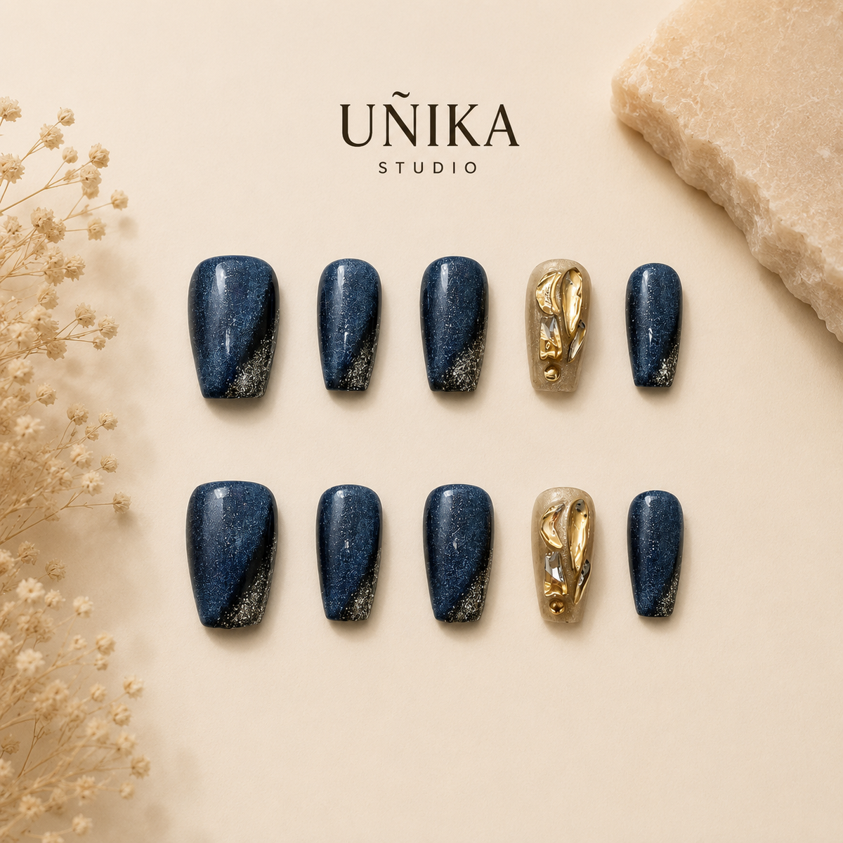 Azul Real | Uñas Press On Hechas a Mano