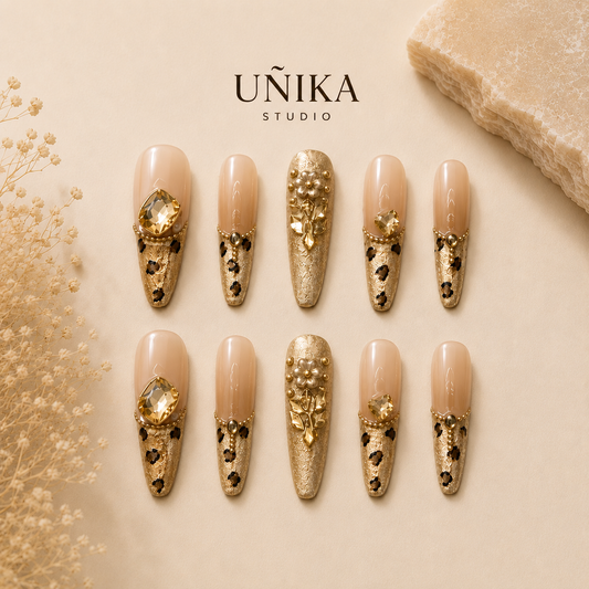 Fiera Dorada | Uñas Press On Hechas a Mano