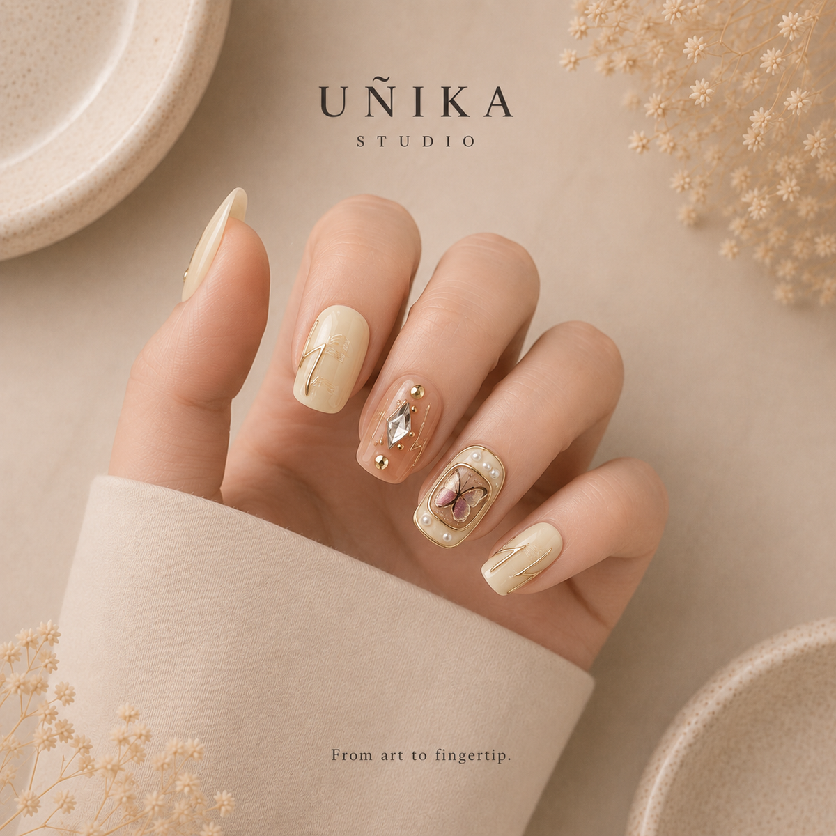 Mariposa de Nácar | Uñas Press On Hechas a Mano