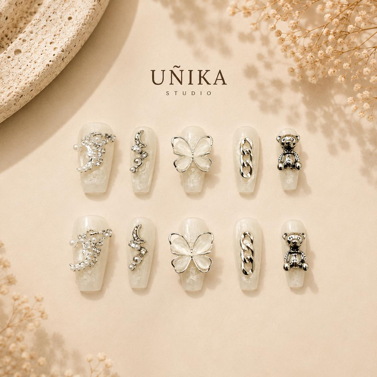 Joya de Nácar | Uñas Press On Hechas a Mano