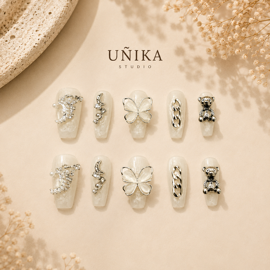 Joya de Nácar | Uñas Press On Hechas a Mano