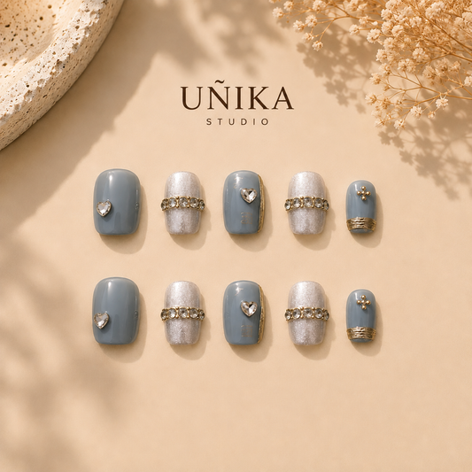 Cristal Glacial | Uñas Press On Hechas a Mano