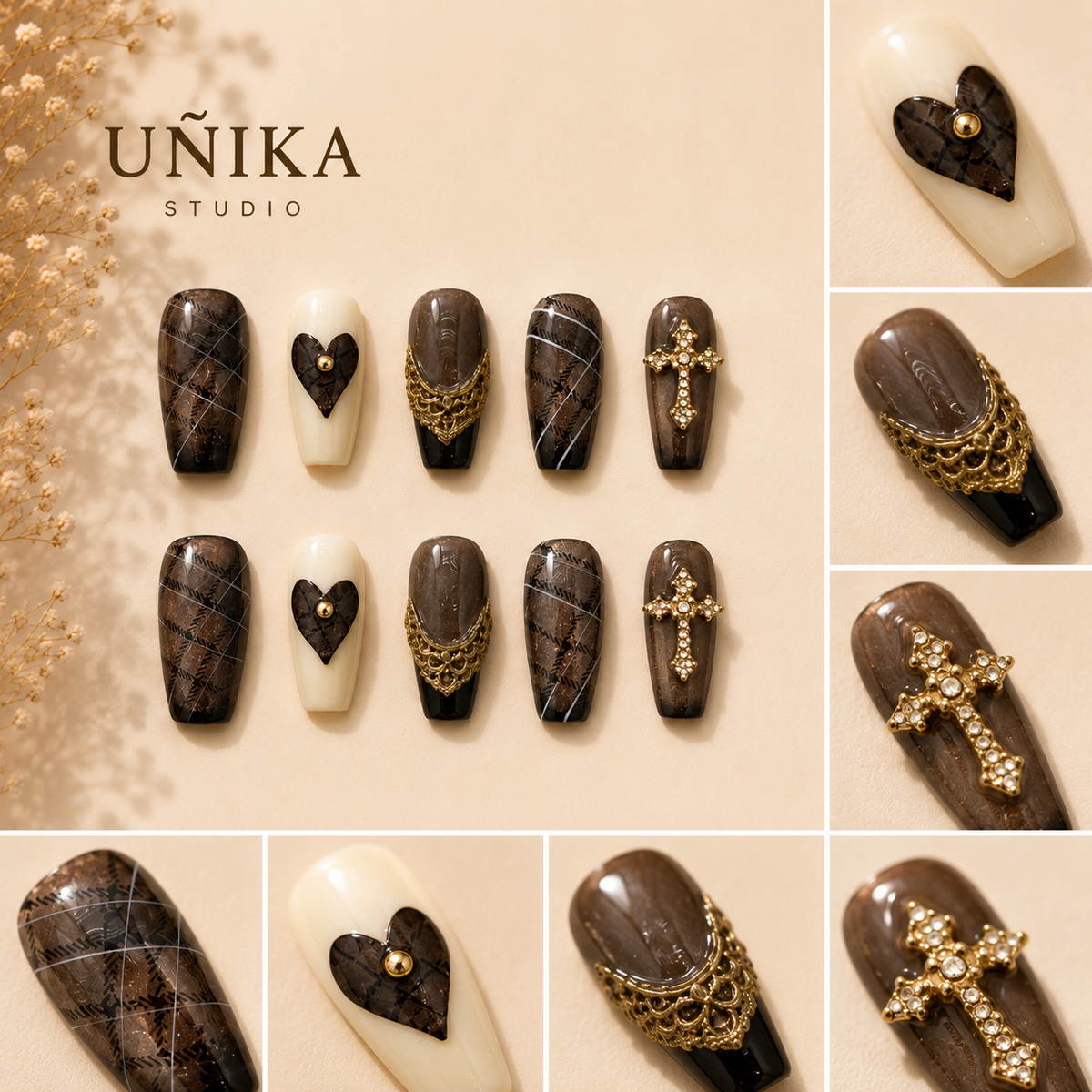 Corazón Barroco | Uñas Press On Hechas a Mano