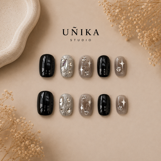 Estrella Ónix  | Uñas Press On Hechas a Mano