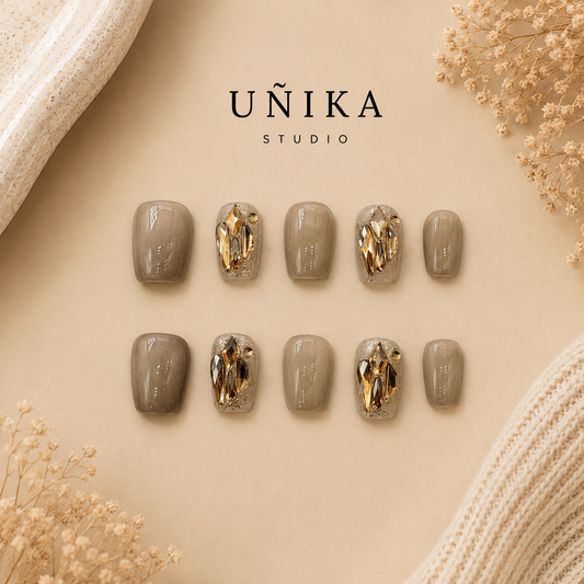 Luz Champán | Uñas Press On Hechas a Mano
