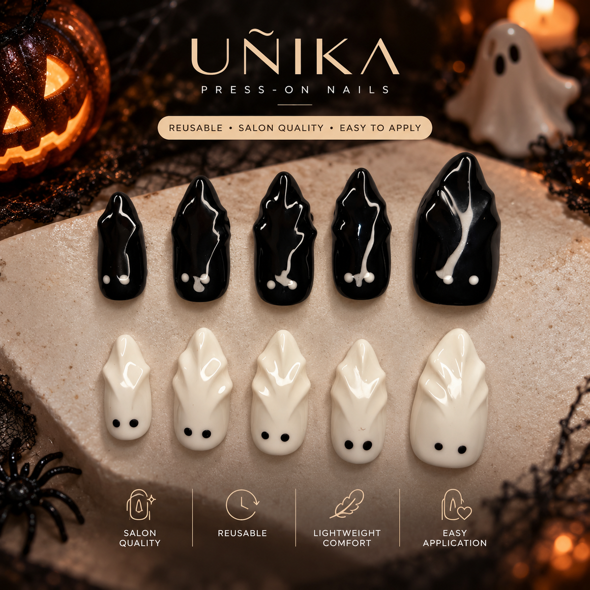 Colección Halloween A01S009 | Uñas Press On Hechas a Mano