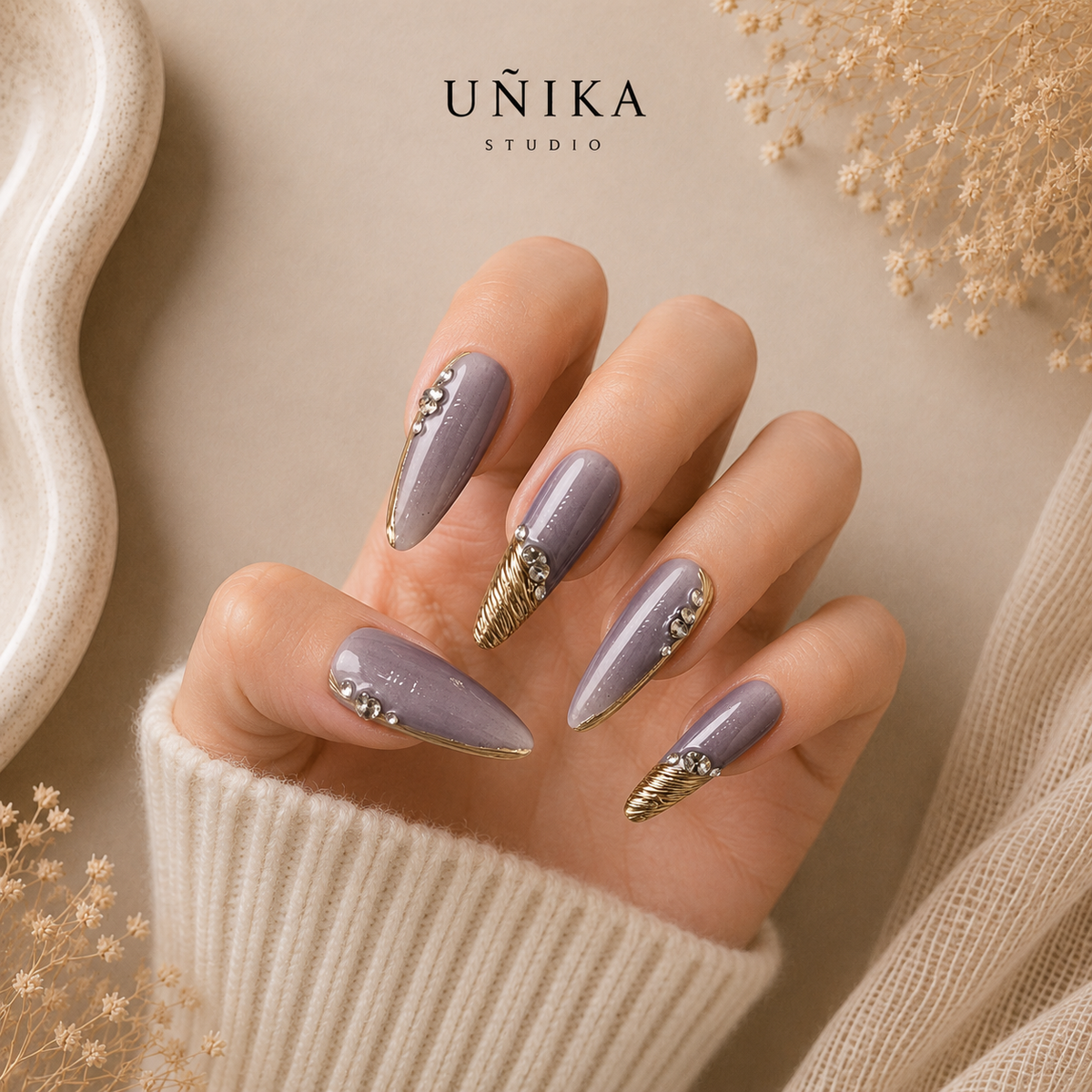 Velo de Nácar | Uñas Press On Hechas a Mano