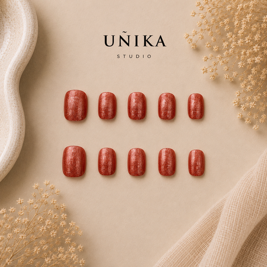 Coral Cat Eye | Uñas Press On Hechas a Mano