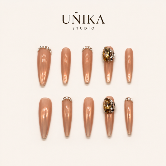 Aura Perlada | Uñas Press On Hechas a Mano