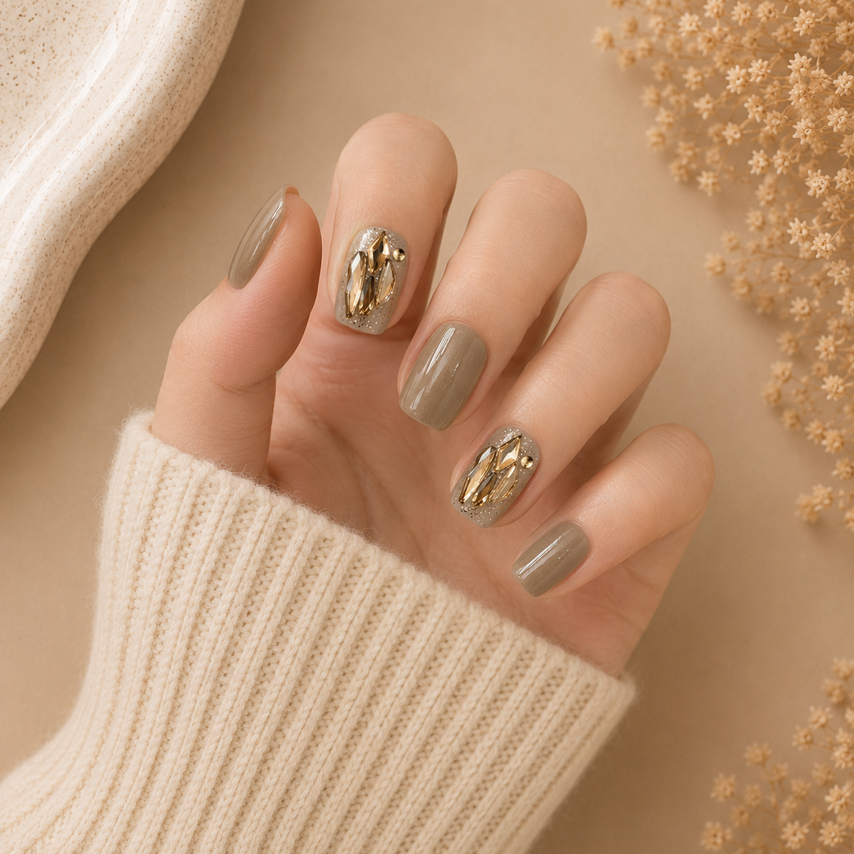 Luz Champán | Uñas Press On Hechas a Mano