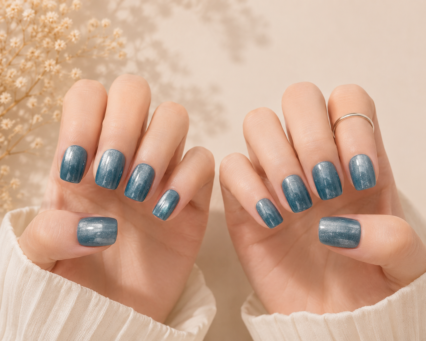 Aquamarina Cat Eye | Uñas Press On Hechas a Mano