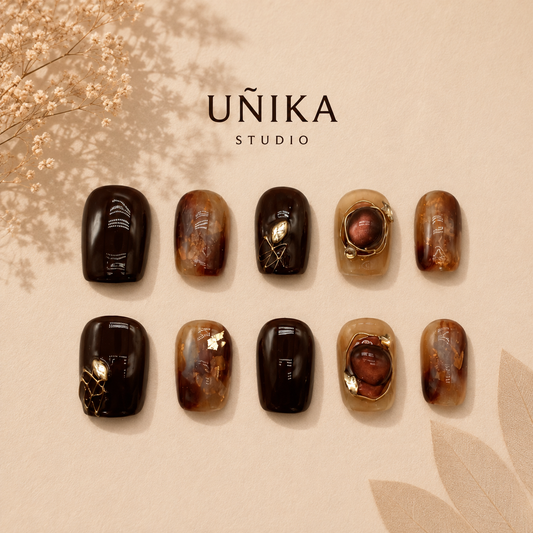 Cereza Caramelo | Uñas Press On Hechas a Mano