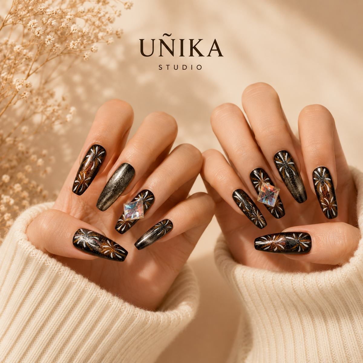 Noche de Fuegos | Uñas Press On Hechas a Mano