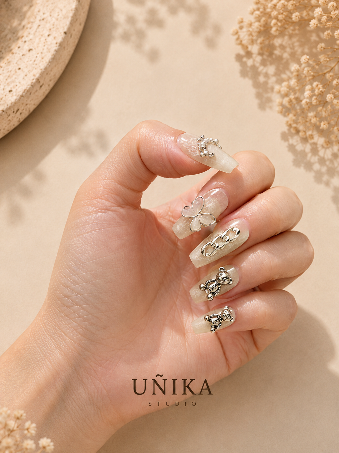 Joya de Nácar | Uñas Press On Hechas a Mano