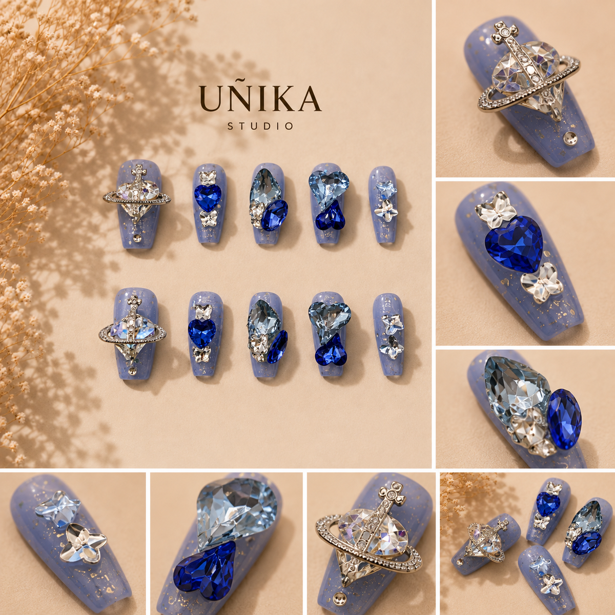 Órbita Celeste | Uñas Press On Hechas a Mano