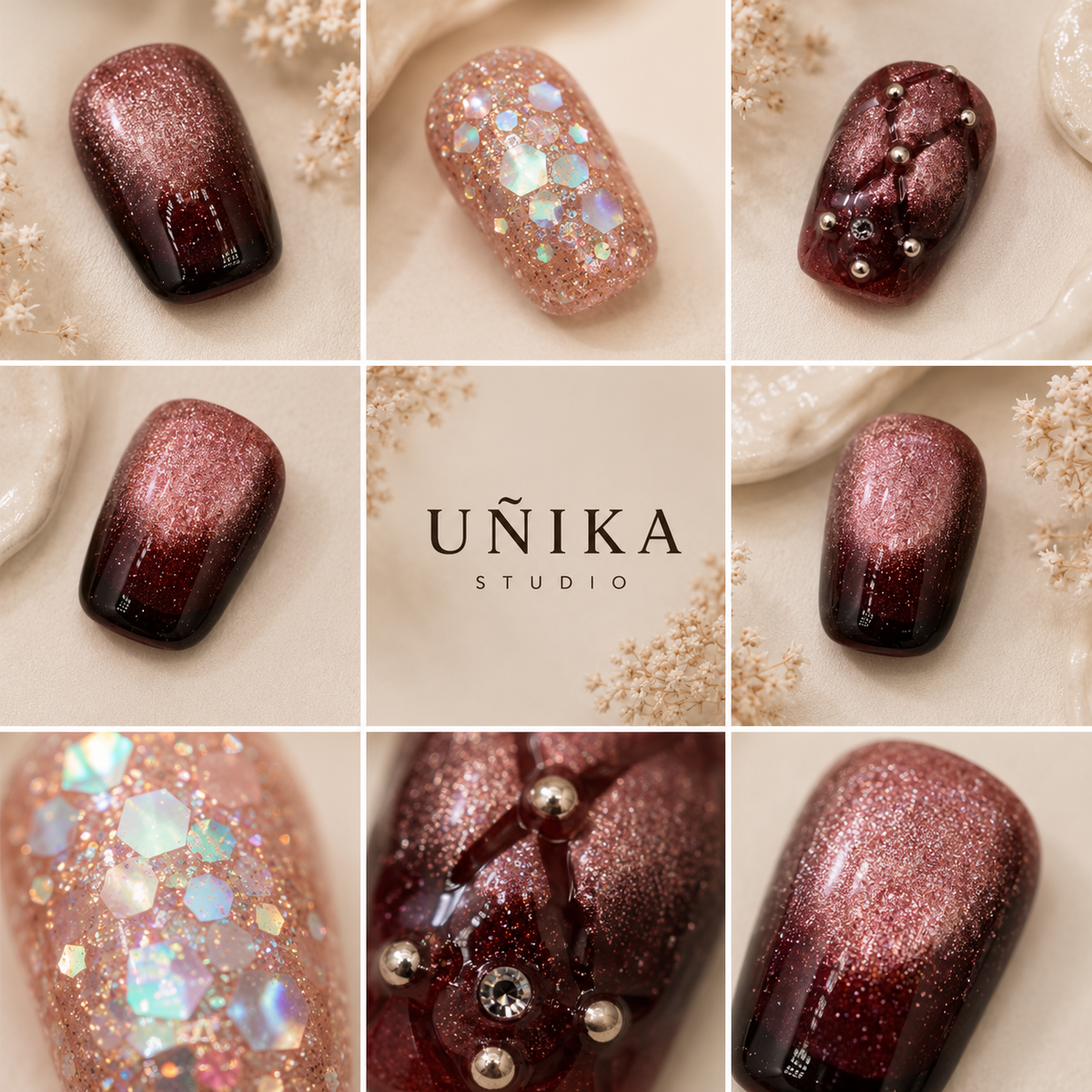 Vino Estelar | Uñas Press On Hechas a Mano