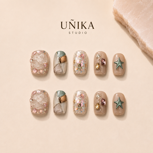 Perla Cristal | Uñas Press On Hechas a Mano