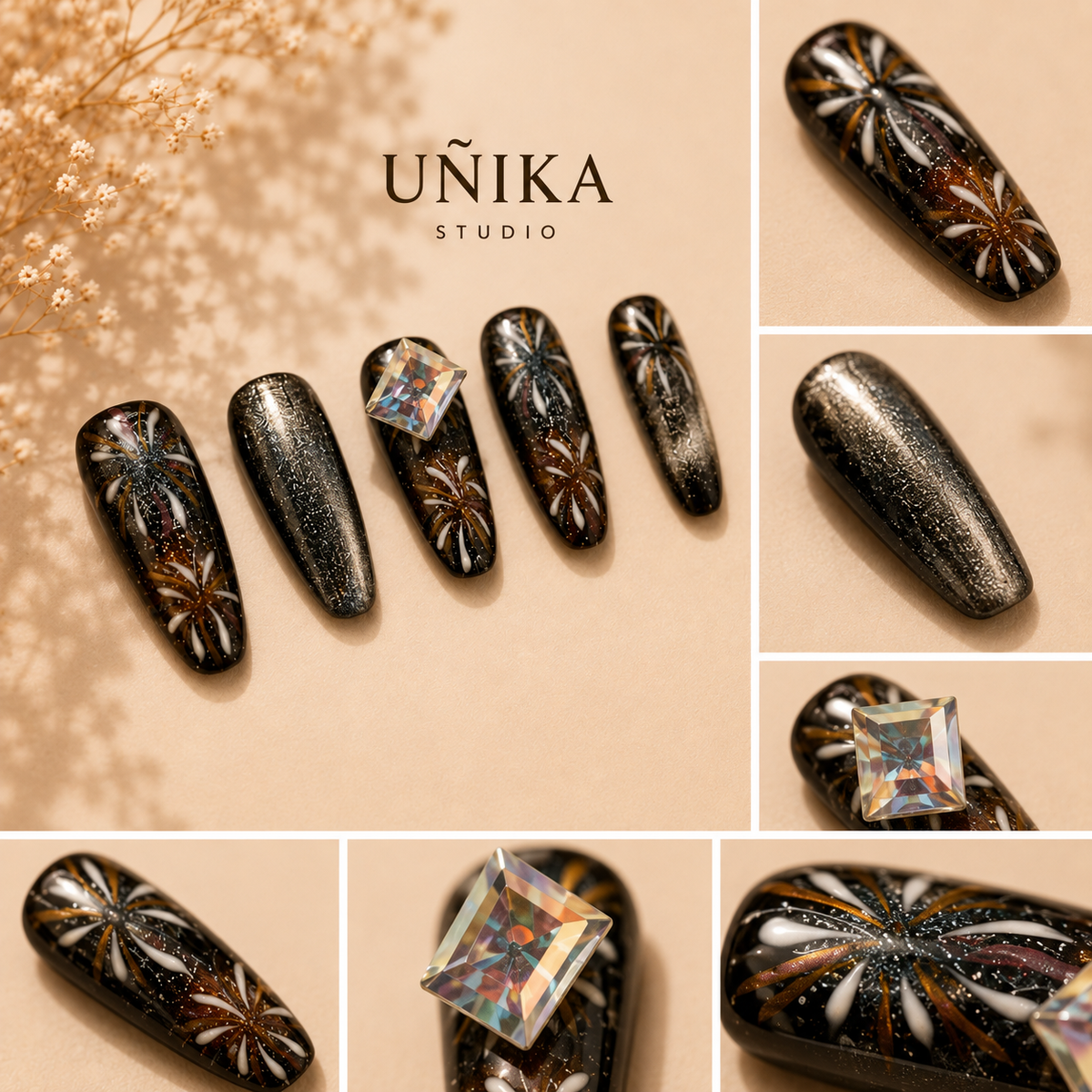 Noche de Fuegos | Uñas Press On Hechas a Mano