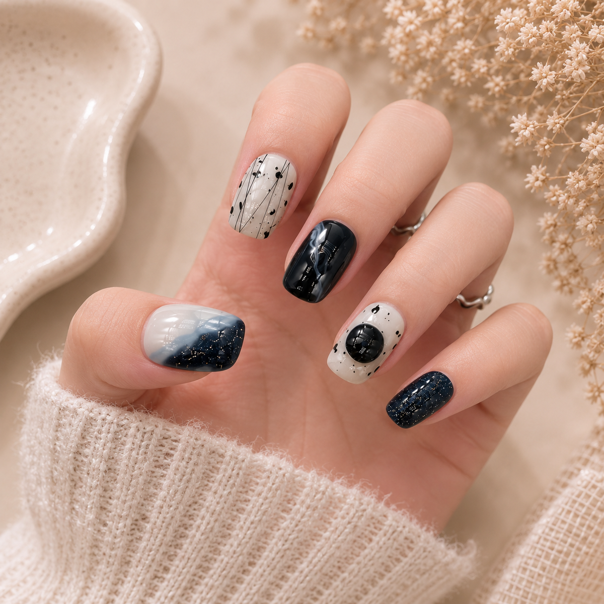 Tinta Celeste | Uñas Press On Hechas a Mano