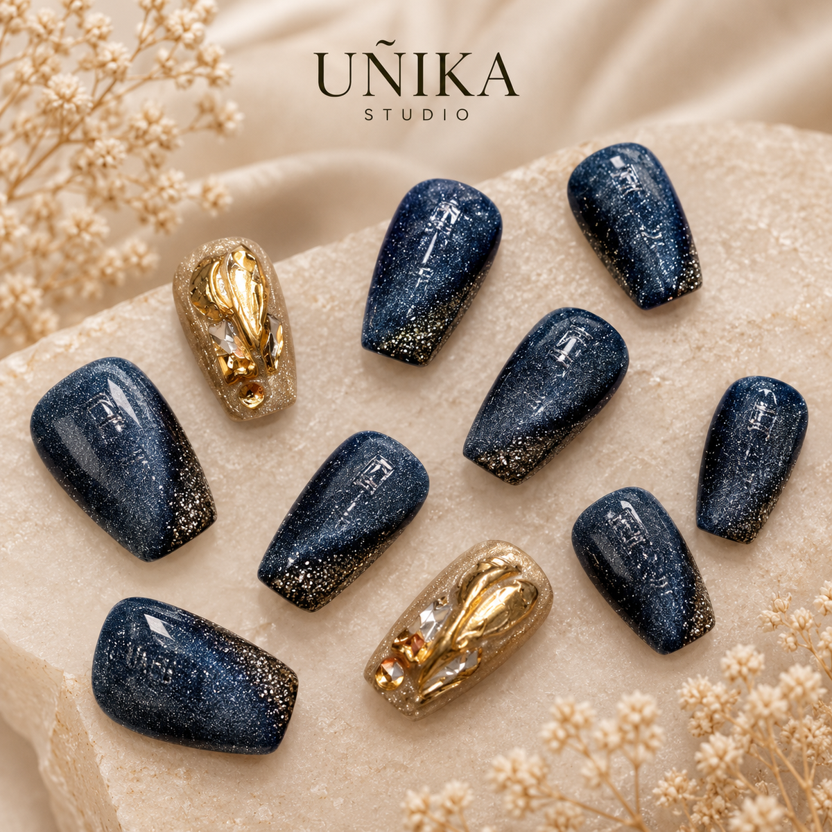 Azul Real | Uñas Press On Hechas a Mano