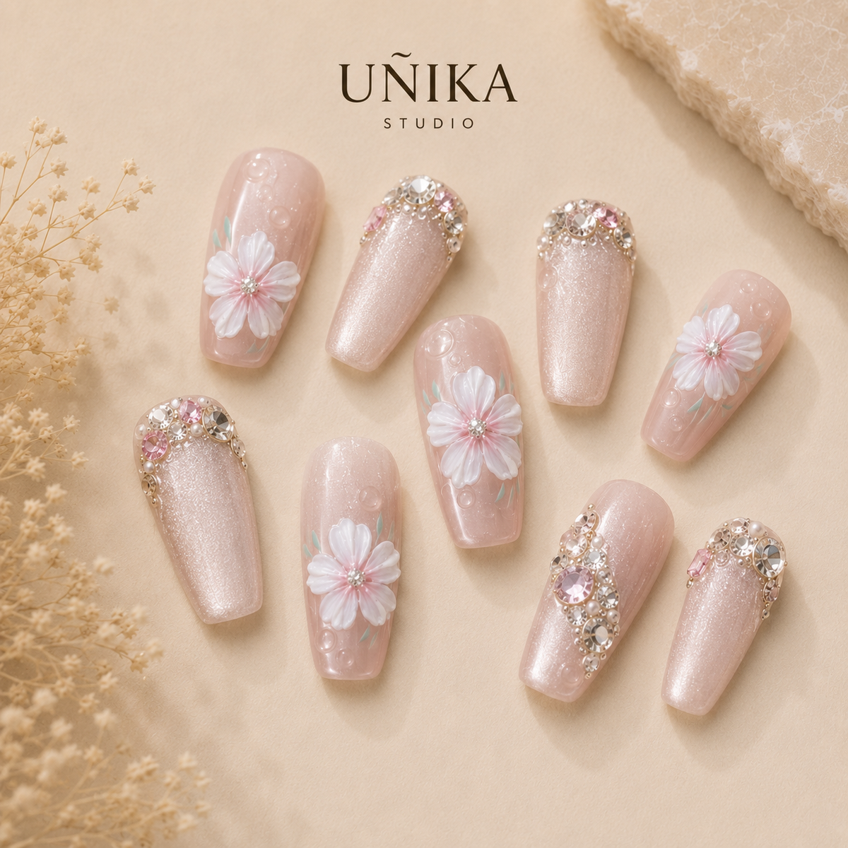 Rocío Floral | Uñas Press On Hechas a Mano