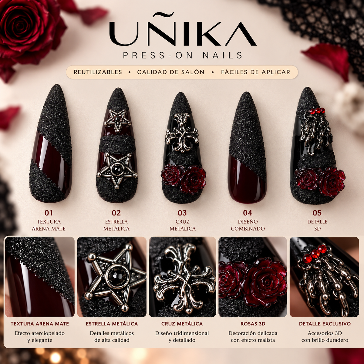Colección Halloween A01S007 | Uñas Press On Hechas a Mano