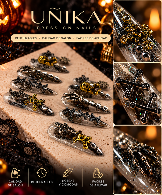 Colección Halloween A01S006 | Uñas Press On Hechas a Mano