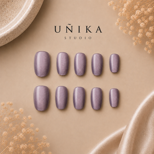Amatista Cat Eye | Uñas Press On Hechas a Mano
