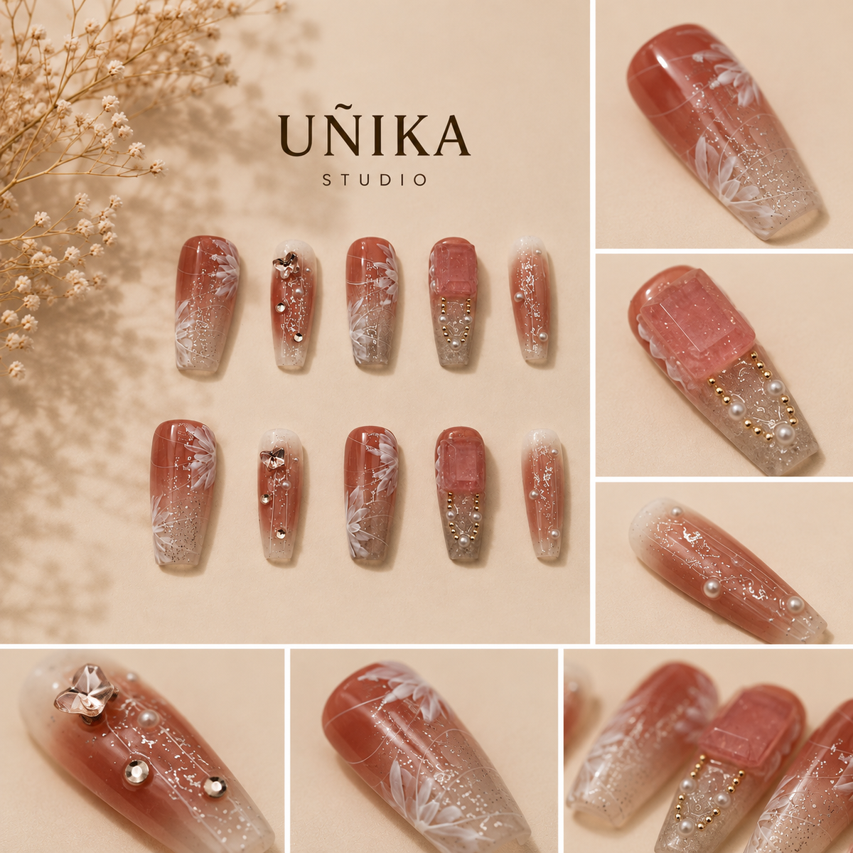 Brisa Floral | Uñas Press On Hechas a Mano