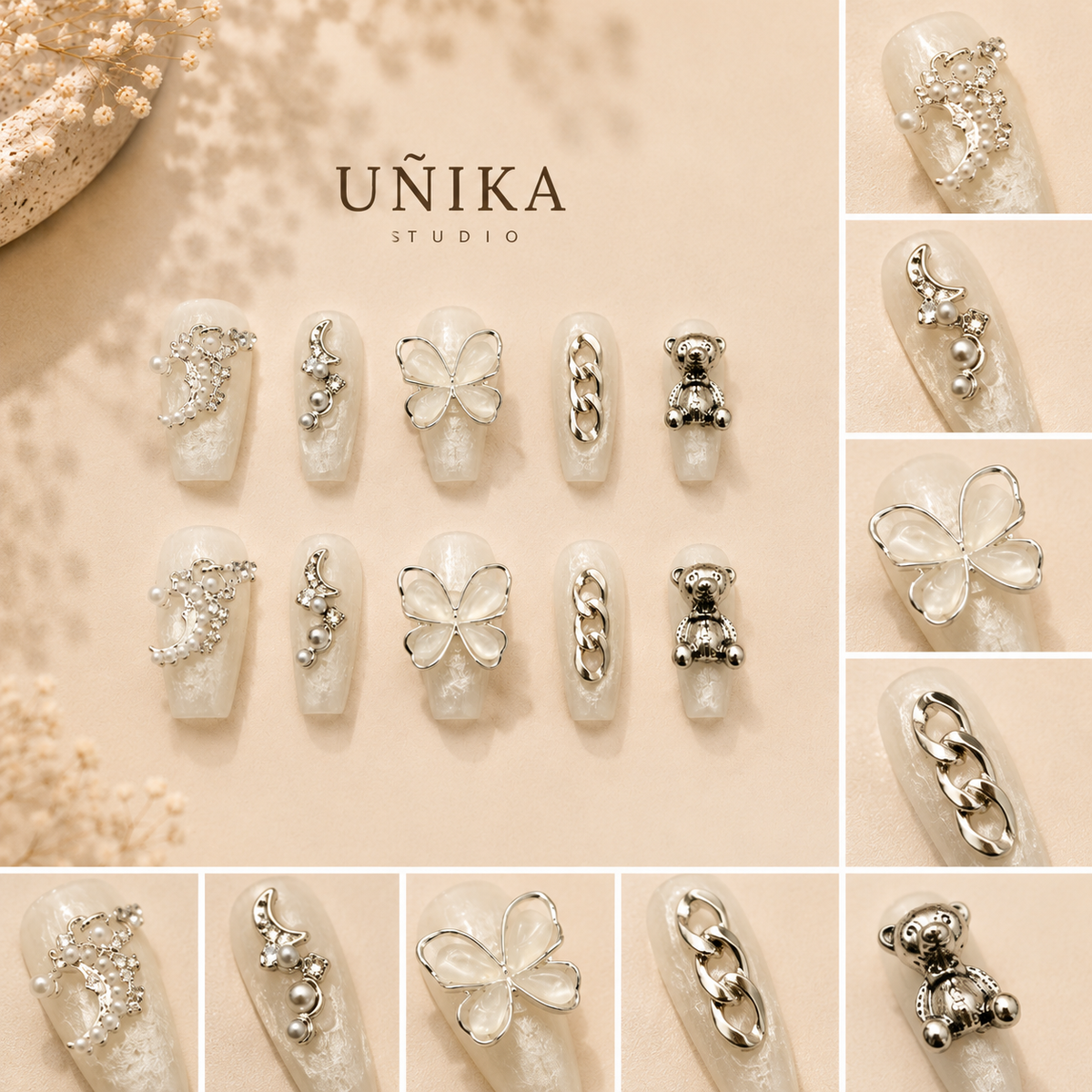 Joya de Nácar | Uñas Press On Hechas a Mano